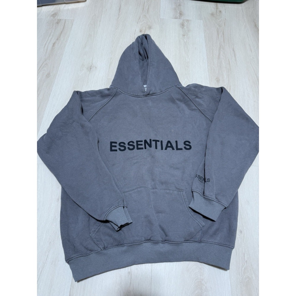 Essentials Men's 2XL Dark Gray Cotton Fleece Pullover Hoodie Long Sleeve Pockets